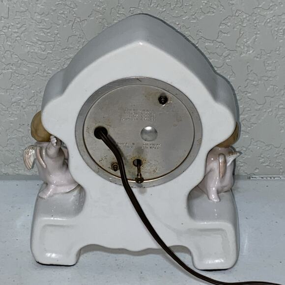 VTG SGK China Made In Occupied Japan Clock Cherub Floral Mantle Desktop WORKS - Picture 3 of 10